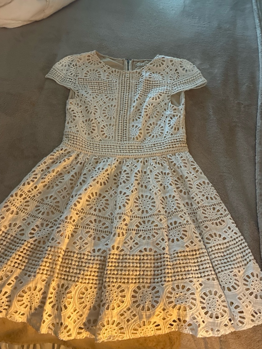 Alice + Olivia White Crochet Cutout Dress